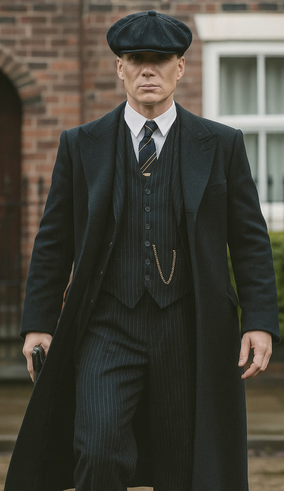 Mens Peaky Blinders Costume Thomas Shelby Pinstripe Outfit