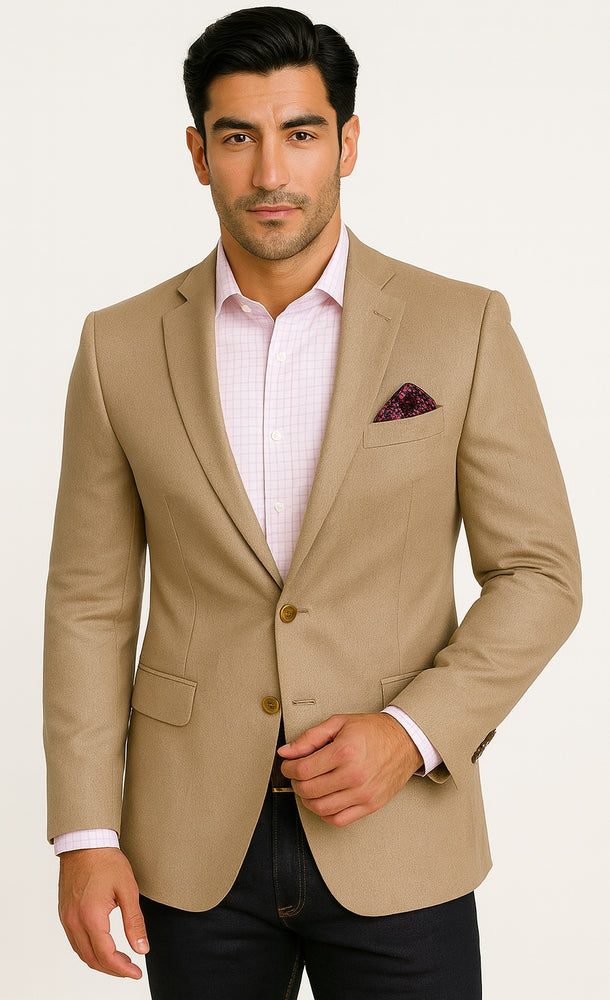 Mens Tan Sport Coat - Beige Color Blazer - Summer Jacket