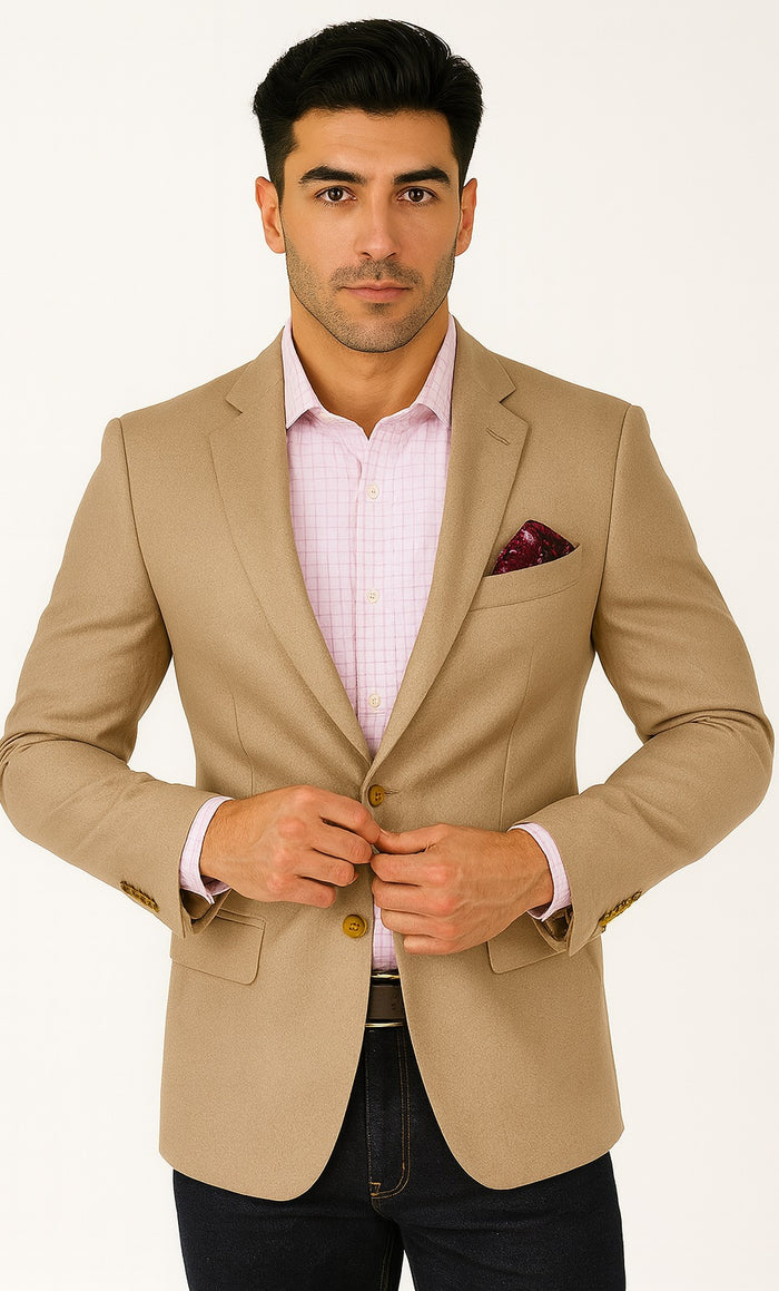 Mens Tan Sport Coat - Beige Color Blazer - Summer Jacket