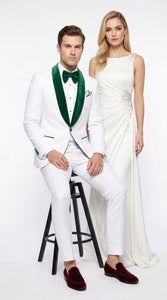 Men’s Emerald Green Tuxedo with Vest, Hunter Green Wedding & Prom Tuxedo Suit