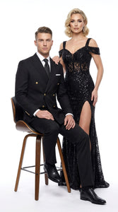 Statement Italy Men’s 100% Wool 2 Piece Suit, Wide Peak Lapel Formal Wedding Business Suit