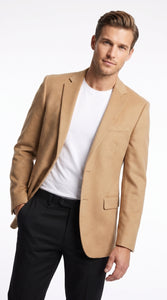 Men’s Camel Hair 2 Button Sport Coat, Classic Vent Blazer for Business and Casual Wear