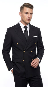 Statement Italy Men’s 100% Wool 2 Piece Suit, Wide Peak Lapel Formal Wedding Business Suit