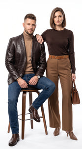 Zacchi Men’s Brown Crocodile Print Leather Feel Blazer, Italian Cut 2 Button Big and Tall Jacket
