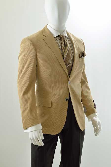 Men's Corduroy Men's Wholesale Blazer - Modern Fit Khaki ~ Tan ~ Beige