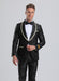 Men's Fancy Black Floral Paisley Prom Tuxedo with Gold Trim - Men's Tuxedo USA