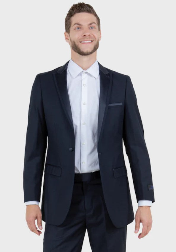 Big and Tall Tuxedo - Navy 1 Button Peak Lapel Tuxedo