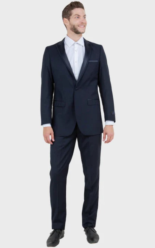 Big and Tall Tuxedo - Navy 1 Button Peak Lapel Tuxedo