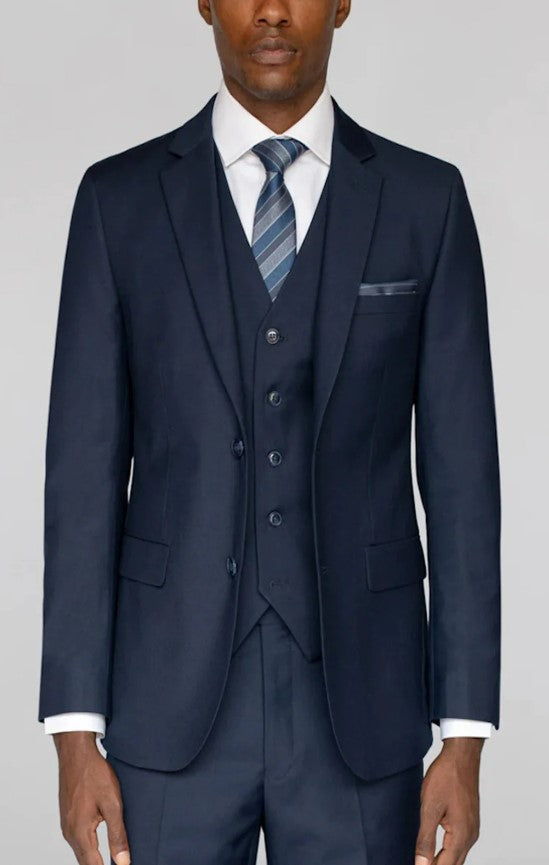 Mens Navy Notched Lapel Suit Slim Fit Flat Front Pant Navy