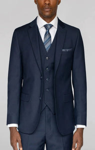 Mens Navy Notched Lapel Suit Slim Fit Flat Front Pant Navy