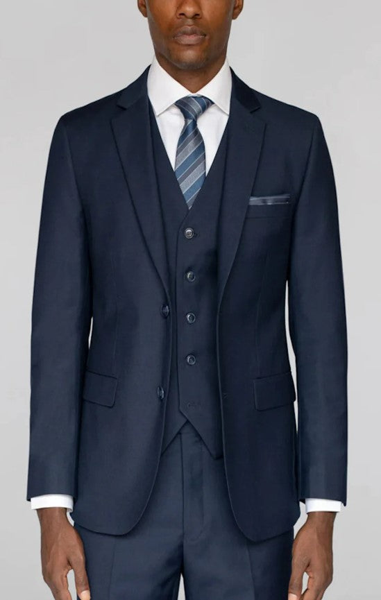 Mens Navy Notched Lapel Suit Slim Fit Flat Front Pant Navy