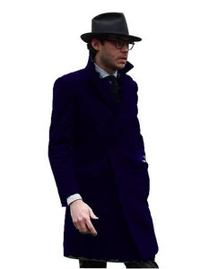 Double Breasted - Three Quarter Coat - Cashmere And Topcoat + Style# Manhattan Navy Blue