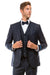  Navy Blue Vintage Tweed Wedding Suit