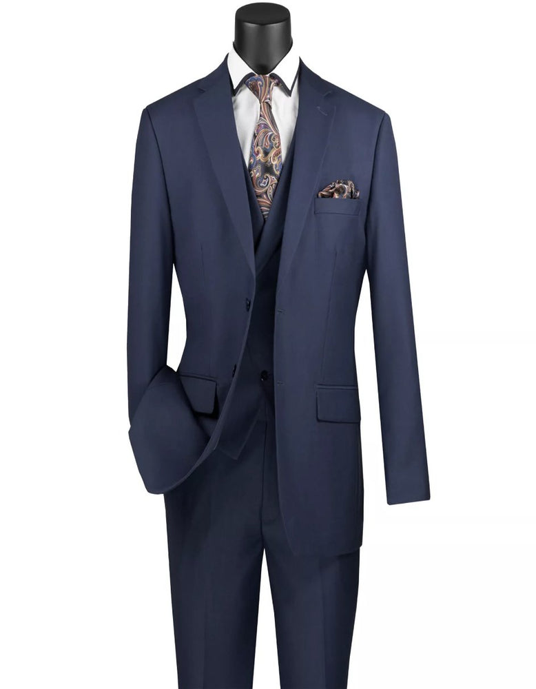 Mens Big and Tall Navy Blue Modern Fit Suit