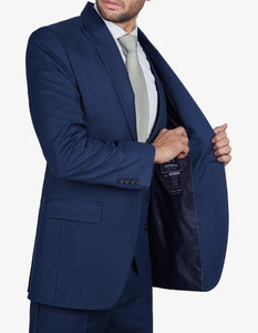 Mens Blue 3 Piece Wedding Vollmer Peak Lapel Suit