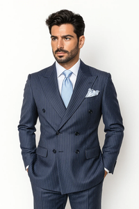 Navy with White Pinstripe Color by Rossiman