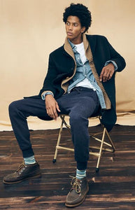 Men's Three Button Notch Label Topcoat In Wool-Cashmere Navy