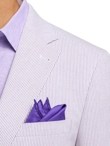 Mens Lavender Seersucker Suit Blazer + Pants Cotton Fabric - Summer Fabric in Purple color