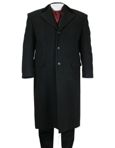 Men's Full Length Long Men's Dress Topcoat - Winter Coat In Black
