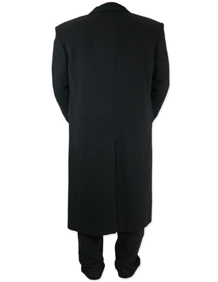 Men's Full Length Long Men's Dress Topcoat - Winter Coat In Black