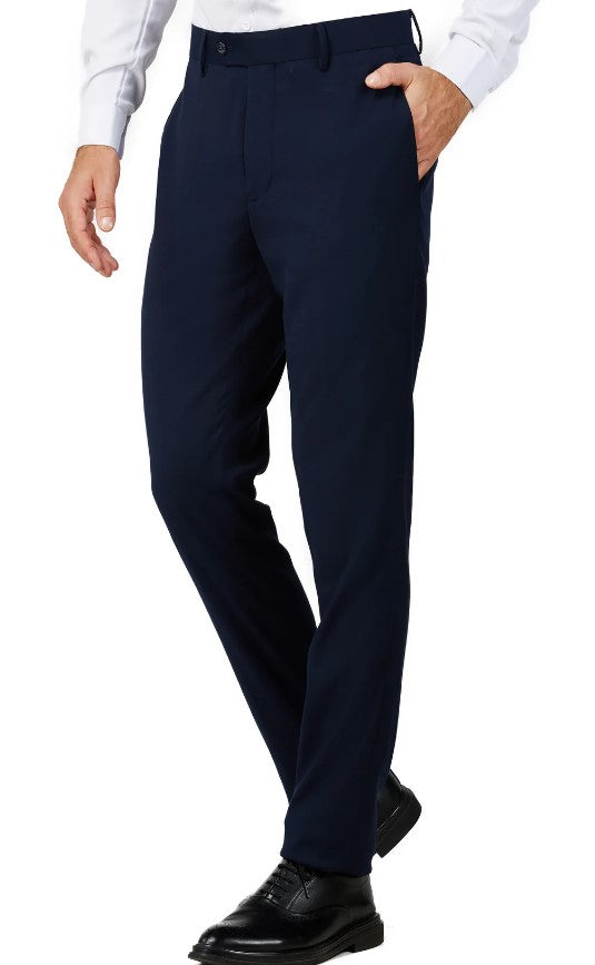 Mens Dark Navy Single Breased Notched Lapel Suit Slim Fit