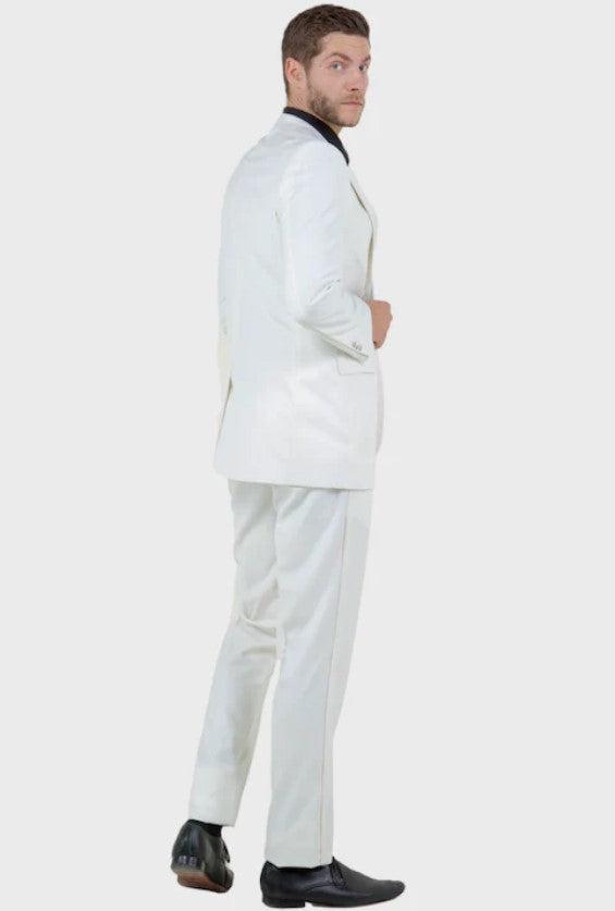 Big and Tall Tuxedo - Off White 1 Button Peak Lapel Tuxedo