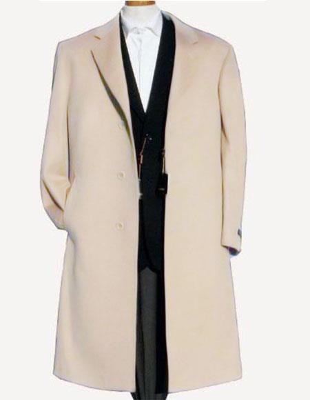 Wool Overcoat ~ Long Men's Dress Topcoat - Winter Coat Off White ~ Ivory ~ Cream