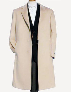 Wool Overcoat ~ Long Men's Dress Topcoat - Winter Coat Off White ~ Ivory ~ Cream