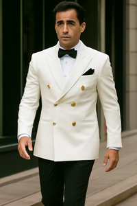 Ivory Double Breasted Dinner Jacket - Cream Dinner Jacket - Off White Color With Gold Buttons