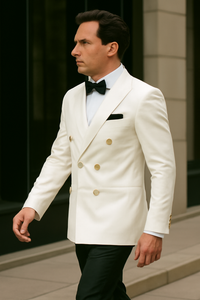 Ivory Double Breasted Dinner Jacket - Cream Dinner Jacket - Off White Color With Gold Buttons