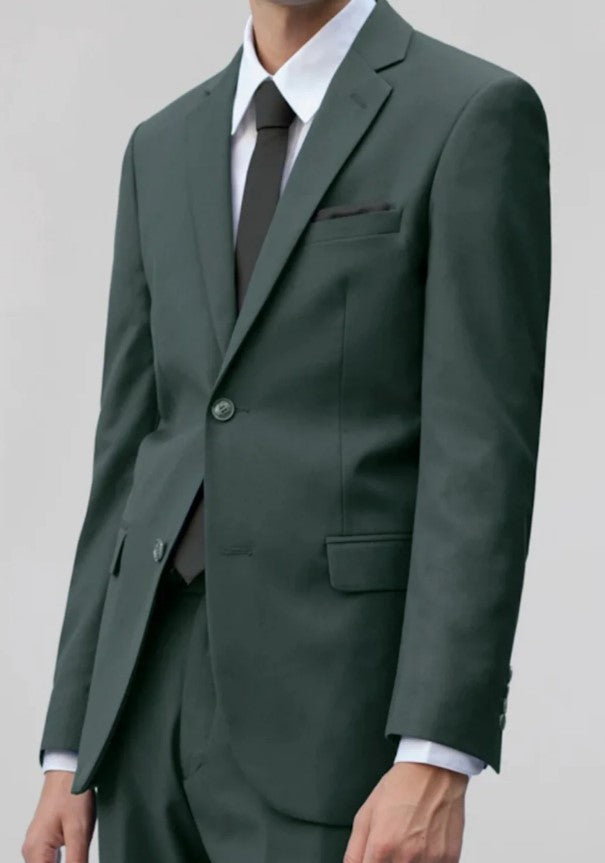 Mens Olive Green Notched Lapel 2-Button Suit Slim Fit