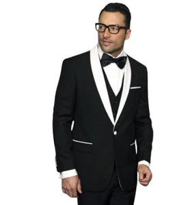 Men's Black Shawl Collar Dinner Jacket Black Lapel 1 Button Blazer Sport coat