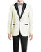 Men's One Button Peak Black Lapel Wool OffWhite tuxedo