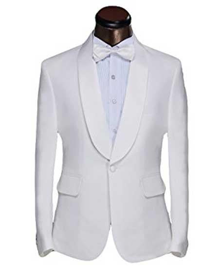 Men's White Shawl Lapel 1 Button Classic Fit Dinner Jacket