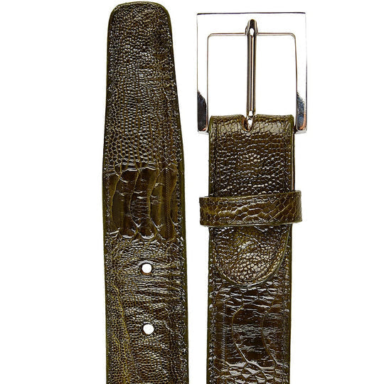 Belvedere Ostrich Leg Belt- Olive