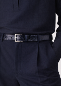 Belvedere Ostrich Leg Belt Shoe - Navy Blue Luxury