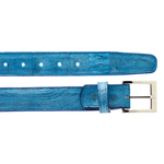 Belvedere Ostrich Leg Belt - Ocean Blue Dress Shoe