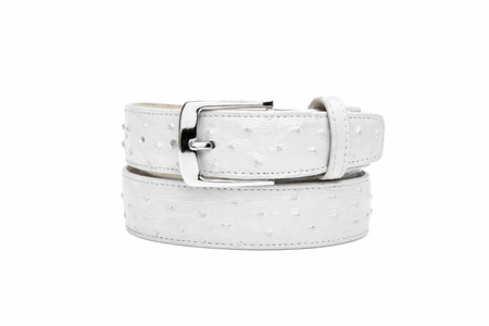 Belvedere Ostrich Quill Belt - White Leather