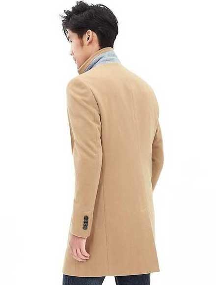 Mens Overcoat Three Quarters Length Men's Long Jacket Dress Coat Camel Wool Blend 3 Button Men's Carcoat ~ Designer Men's Wool Men's Peacoat Sale