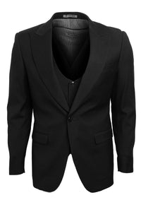 Men's Charcoal Stacy Adams Vested 1-Button Peak Lapel Suit