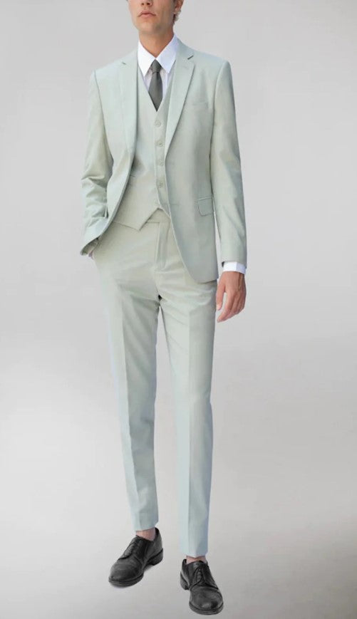 Mens Pastel Notched Lapel Suit Single Breased Slim Fit