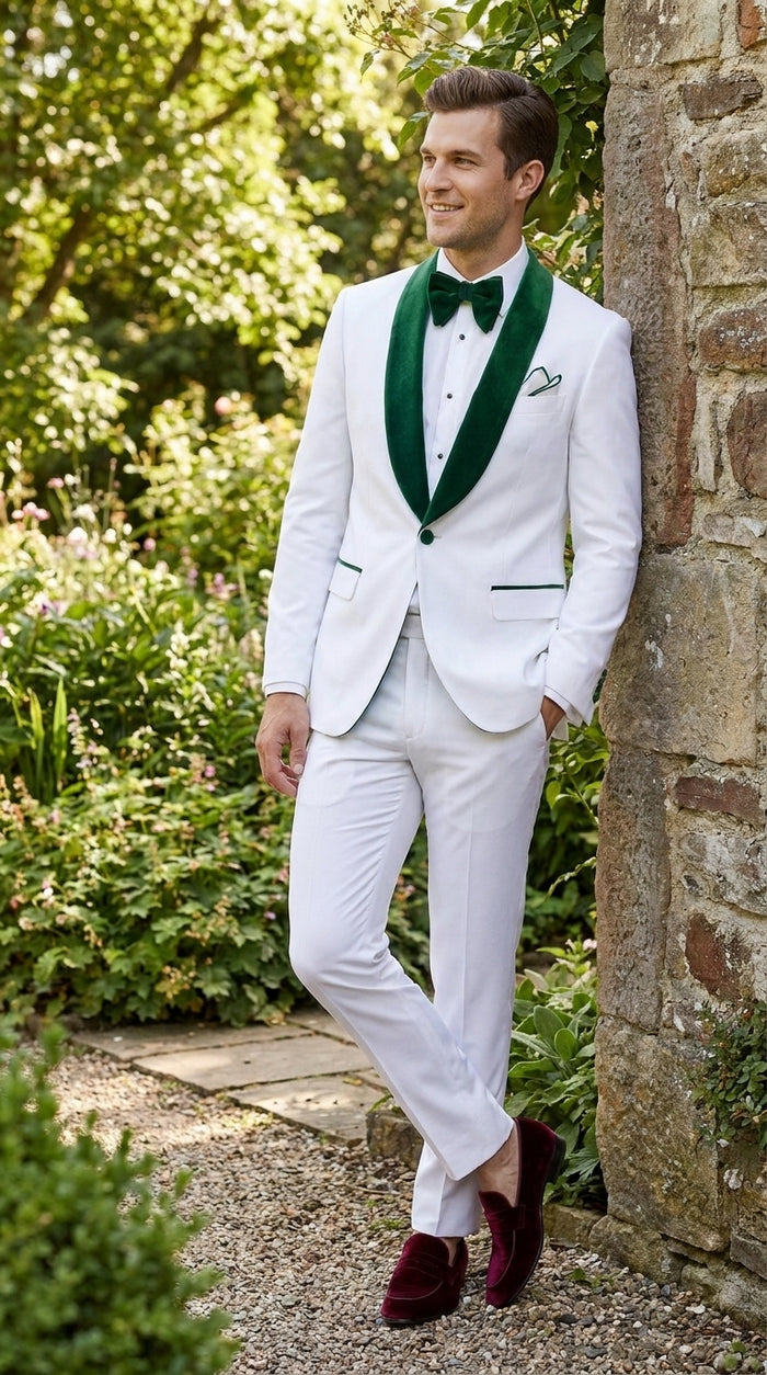 Men’s Emerald Green Tuxedo with Vest, Hunter Green Wedding & Prom Tuxedo Suit