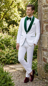 Men’s Emerald Green Tuxedo with Vest, Hunter Green Wedding & Prom Tuxedo Suit
