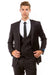 Men's Two Button Vested Hybrid Fit Micro Mini Pinstripe Business Suit In Black - Men's Tuxedo USA
