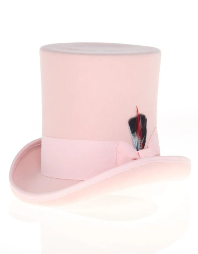 Victorian Steampunk Top Hat - 1800 19th Century - Dressy Loden Felt Top Pink Hat