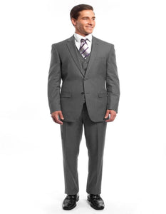 Light Grey Suit - Silver Gray Suit For Wedding - Men's Two Button Vested Business Light Grey Pinstripe Suit - Men's Tuxedo USA