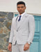 Light Grey Suit - Silver Gray Suit For Wedding - Men's Stacy Adams Vested One Button Peak Lapel Light Grey Pinstripe Suit - Men's Tuxedo USA