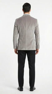 Men's Platinum Velvet Dinner Jacket with Satin Shawl Lapel | Formal Wedding Prom Blazer