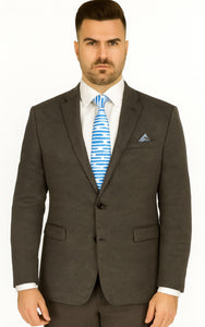 Polished Product Title: Renoir Men's Wool Blazer: Classic 2-Button Slim Fit Brown Birdseye