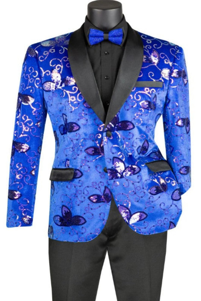 Blue Prom Suit - Blue Homecoming Outfits For Guys Paisley Floral Print Design Royal Blue